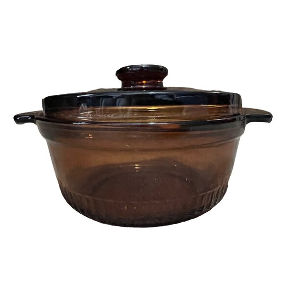 Vintage Anchor Hocking 1 Quart Casserole Baking Dish with Lid and Wicker Woven C - Picture 9 of 16